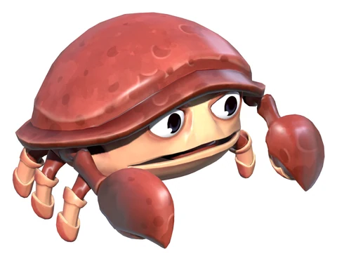 The grunt crab: red, round and wide-eyed.